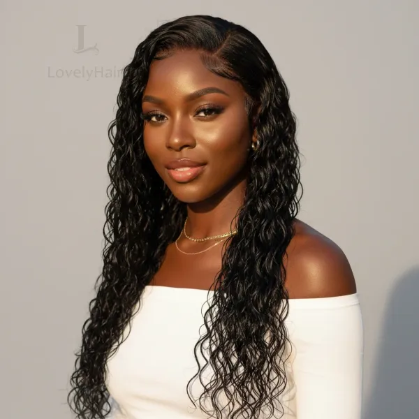 Lily Wet and Wavy 5x5 Closure Pre-Cut Lace Water Wave Wig Glueless Side Part Human Hair Wig