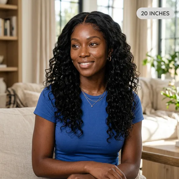 LovelyHair 5 x 5 middle part Water Wave Wig Full, bouncy, Pre-Plucked and natural., alternate view